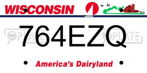 764EZQ Wisconsin License Plate