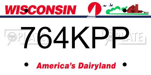 764KPP Wisconsin License Plate