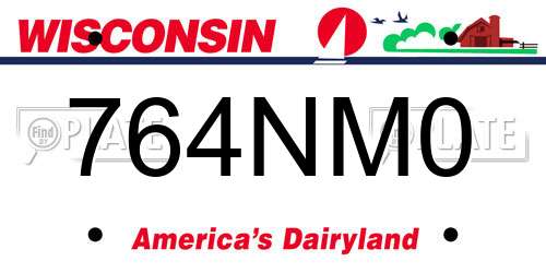 764NM0 Wisconsin License Plate