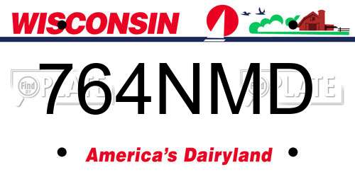 764NMD Wisconsin License Plate