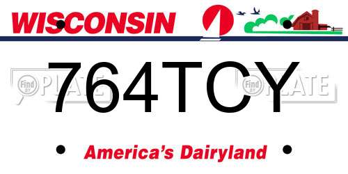764TCY Wisconsin License Plate