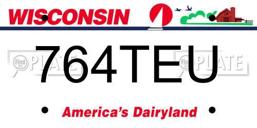 764TEU Wisconsin License Plate