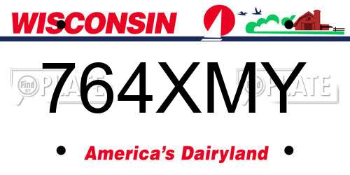 764XMY Wisconsin License Plate
