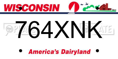 764XNK Wisconsin License Plate