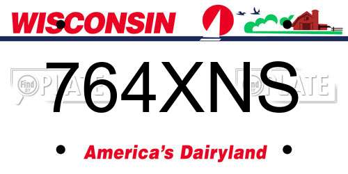 764XNS Wisconsin License Plate