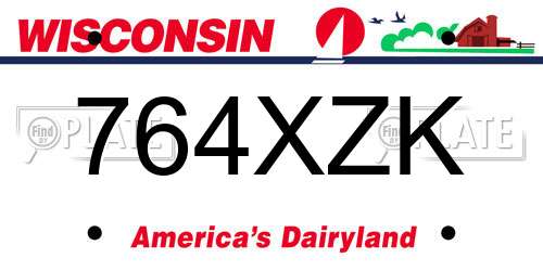 764XZK Wisconsin License Plate