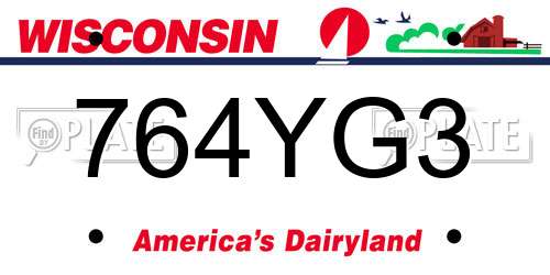 764YG3 Wisconsin License Plate