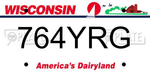 764YRG Wisconsin License Plate