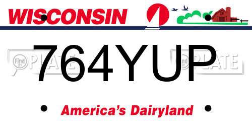 764YUP Wisconsin License Plate