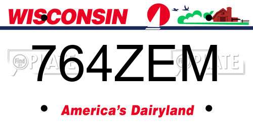764ZEM Wisconsin License Plate