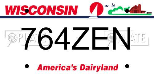 764ZEN Wisconsin License Plate
