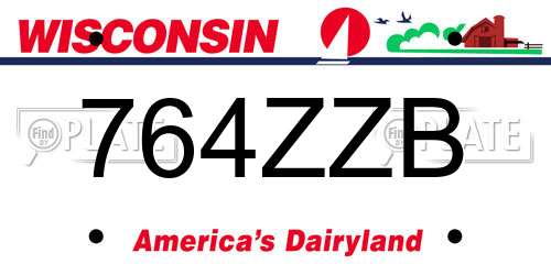 764ZZB Wisconsin License Plate