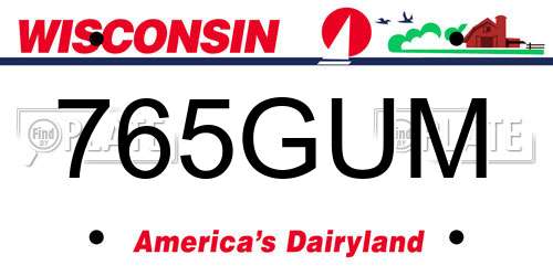 765GUM Wisconsin License Plate