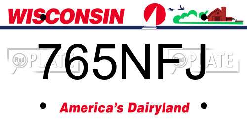 765NFJ Wisconsin License Plate