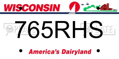 765RHS Wisconsin License Plate