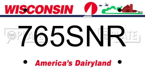 765SNR Wisconsin License Plate