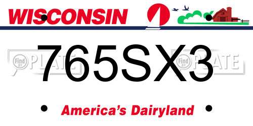 765SX3 Wisconsin License Plate