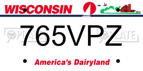 765VPZ Wisconsin License Plate