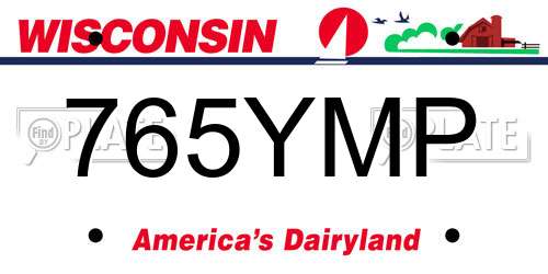 765YMP Wisconsin License Plate