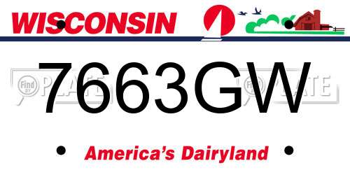 7663GW Wisconsin License Plate