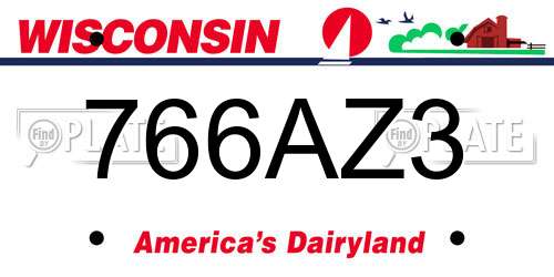 766AZ3 Wisconsin License Plate
