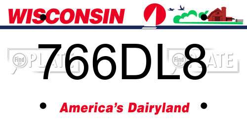 766DL8 Wisconsin License Plate