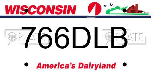 766DLB Wisconsin License Plate