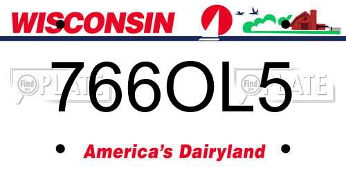 766OL5 Wisconsin License Plate