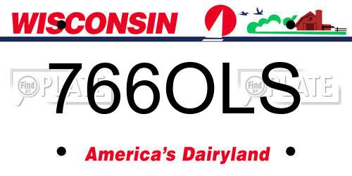 766OLS Wisconsin License Plate