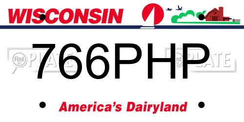766PHP Wisconsin License Plate
