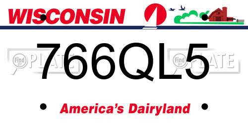 766QL5 Wisconsin License Plate