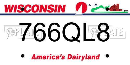 766QL8 Wisconsin License Plate
