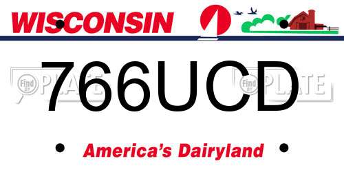 766UCD Wisconsin License Plate