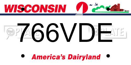 766VDE Wisconsin License Plate