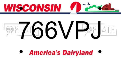766VPJ Wisconsin License Plate