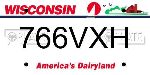 766VXH Wisconsin License Plate