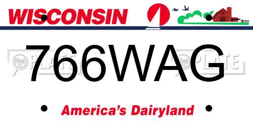 766WAG Wisconsin License Plate
