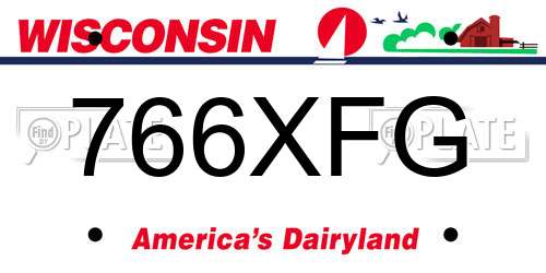 766XFG Wisconsin License Plate