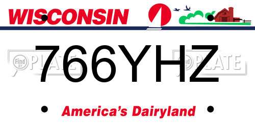 766YHZ Wisconsin License Plate
