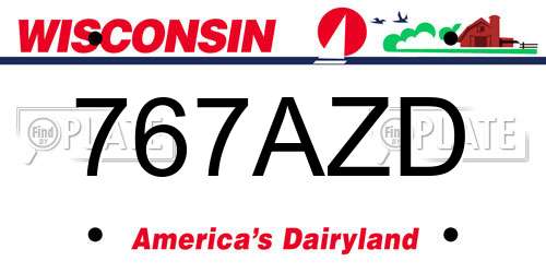 767AZD Wisconsin License Plate
