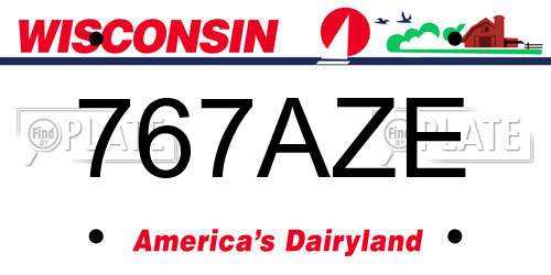 767AZE Wisconsin License Plate