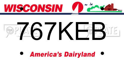 767KEB Wisconsin License Plate