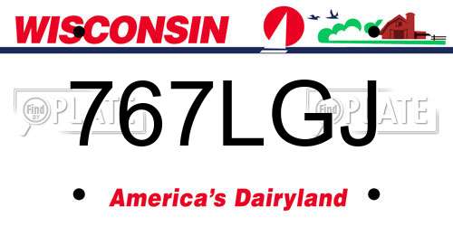 767LGJ Wisconsin License Plate
