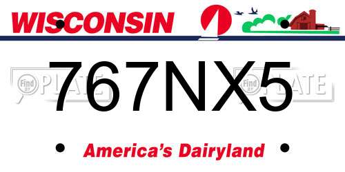 767NX5 Wisconsin License Plate