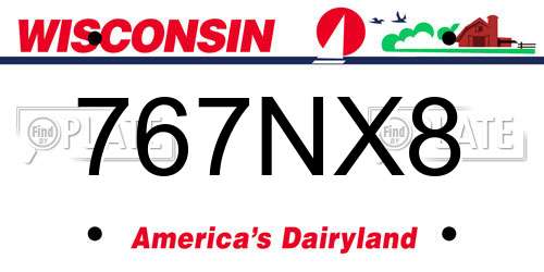 767NX8 Wisconsin License Plate