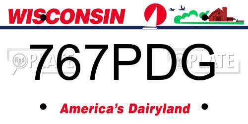 767PDG Wisconsin License Plate