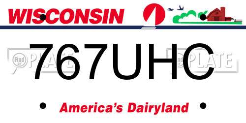 767UHC Wisconsin License Plate