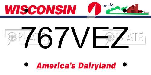 767VEZ Wisconsin License Plate