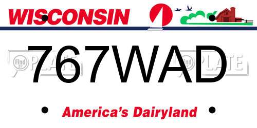 767WAD Wisconsin License Plate