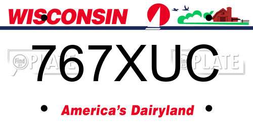 767XUC Wisconsin License Plate